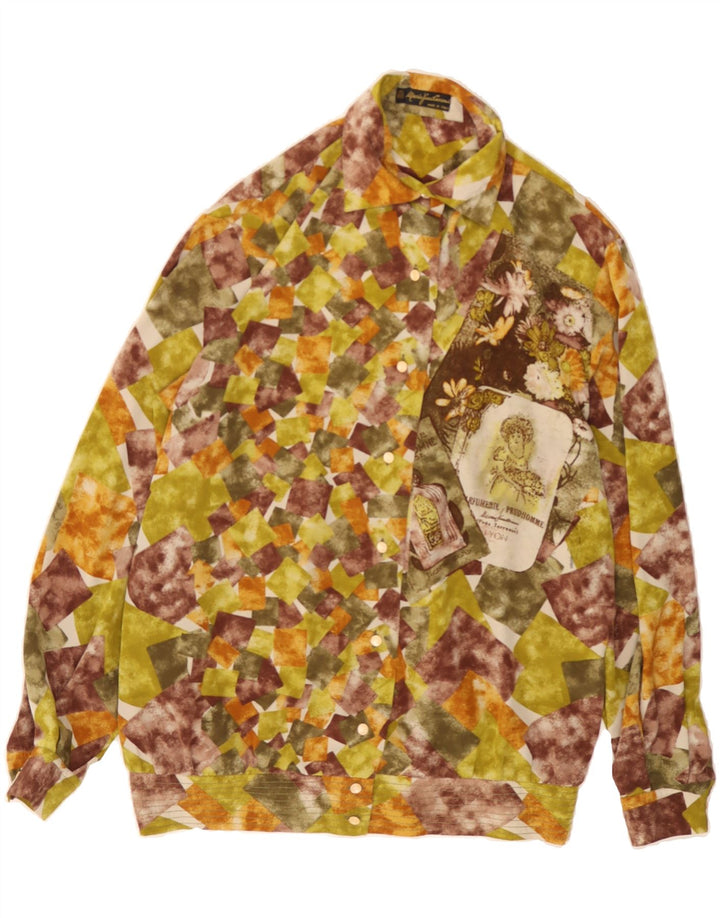 VINTAGE Womens Shirt EU 42/46 Large Multicoloured Geometric Polyester Vintage Vintage and Second-Hand Vintage from Messina Hembry 