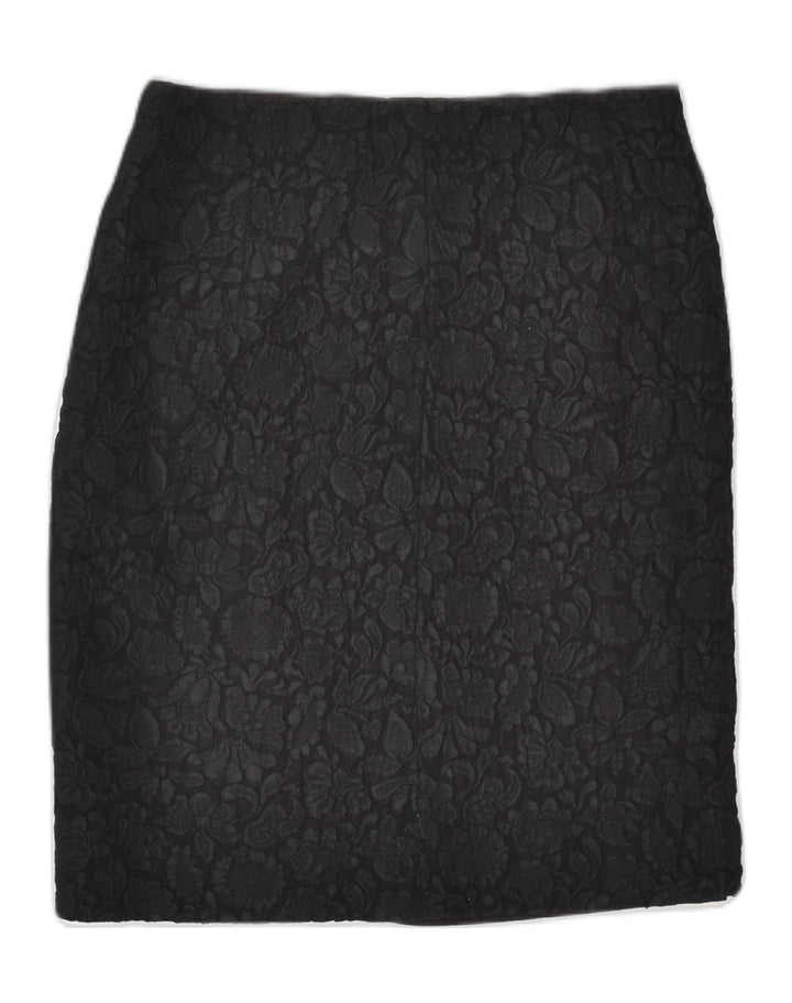 VINTAGE Womens Straight Skirt W28 Medium Black Floral Cotton | Vintage Vintage | Thrift | Second-Hand Vintage | Used Clothing | Messina Hembry 