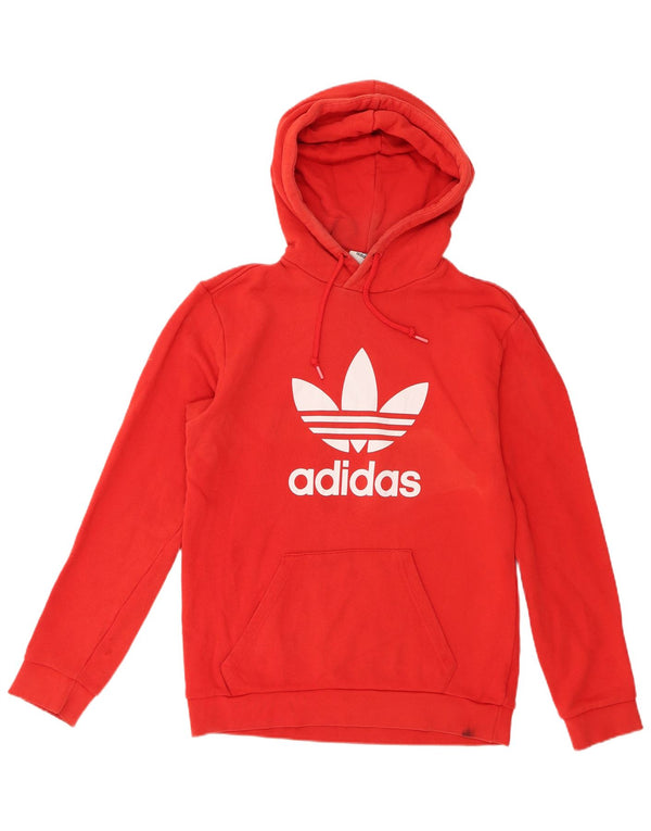 Maglione con cappuccio grafico da uomo Adidas in cotone rosso medio