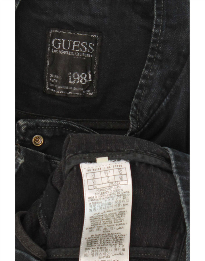 Giacca da motociclista in denim da uomo Guess UK 36 piccola in cotone nero