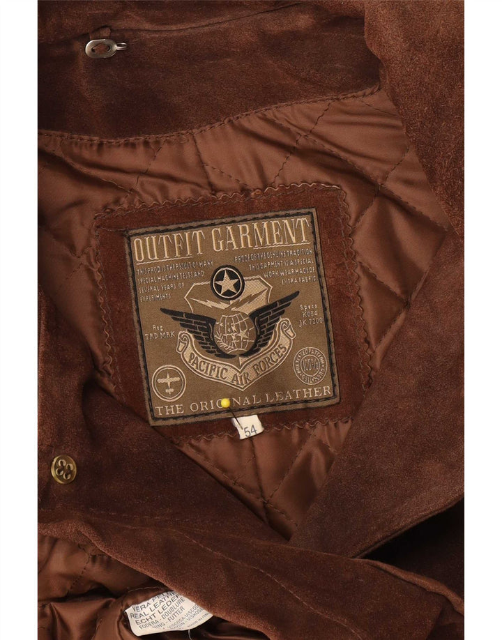 Giacca in pelle scamosciata da uomo Pacific Air Forces IT 54 2XL Pelle marrone