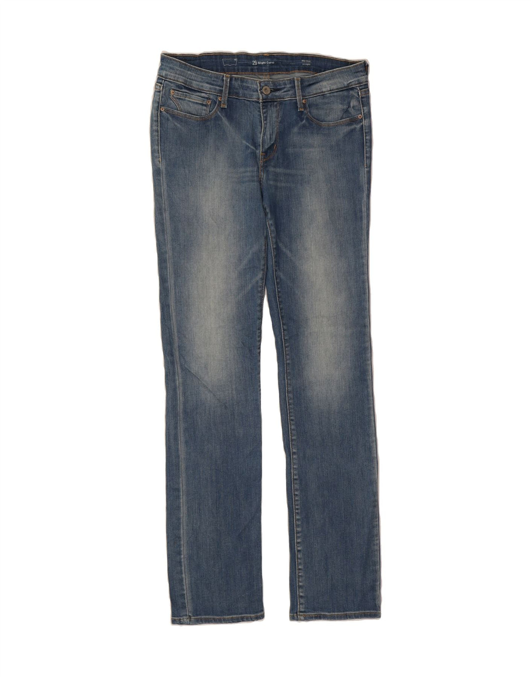 LEVI'S Womens Slightly Curvy Mid Rise Straight Jeans W29 L32 Blue Cotton Vintage Levi's and Second-Hand Levi's from Messina Hembry 
