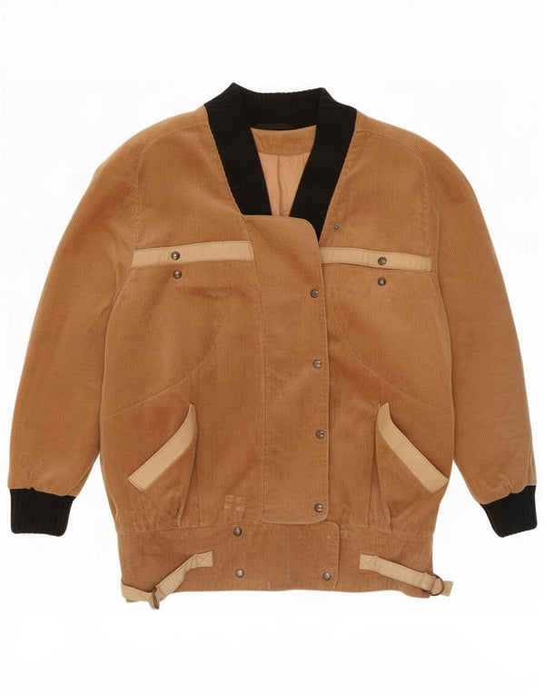 Giacca vintage da donna in velluto a coste UK 14 Large Beige Colourblock