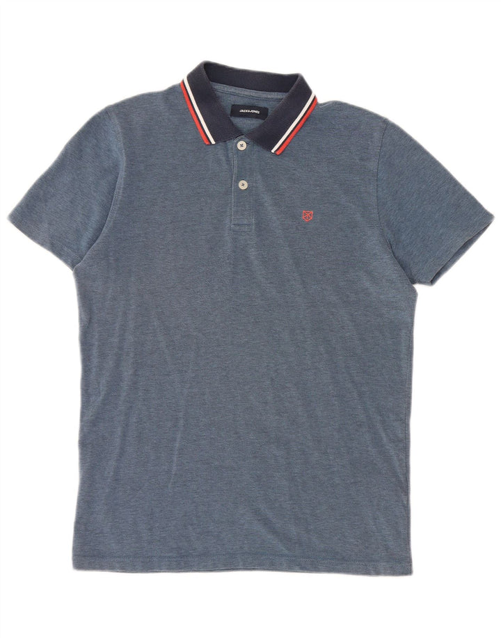 Polo da uomo Jack & Jones in cotone color block blu medio