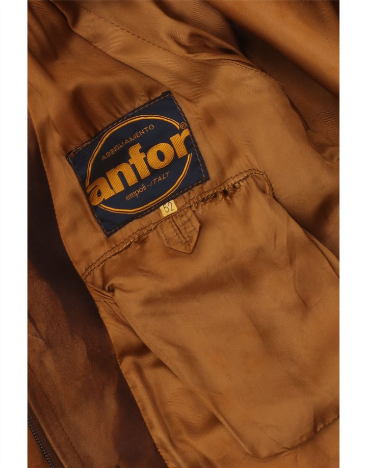 Giubbotto bomber da uomo in pelle scamosciata Anfor IT 52 XL Marrone