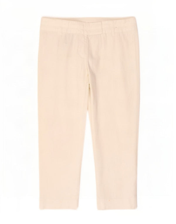 Pantaloni Cropped Donna Benetton IT 42 Medium W30 L23 Cotone Bianco