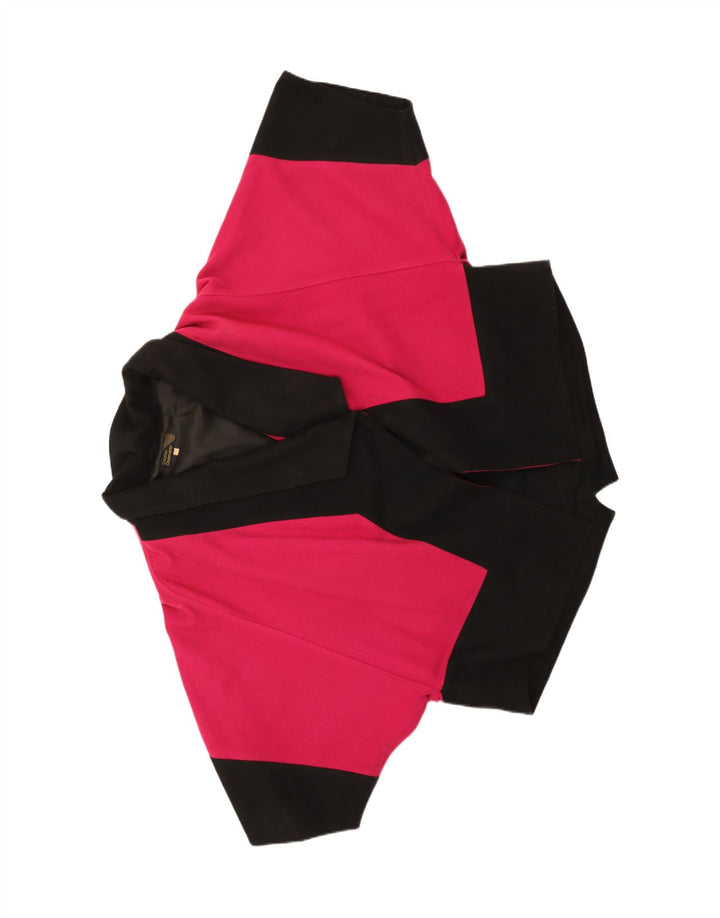 VINTAGE Womens Oversized Poncho Coat EU 40 Medium Pink Colourblock Wool Vintage Vintage and Second-Hand Vintage from Messina Hembry 