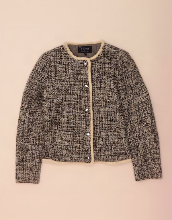 Giacca blazer da donna a 5 bottoni Armani Jeans US 10 grande acrilico blu screziato