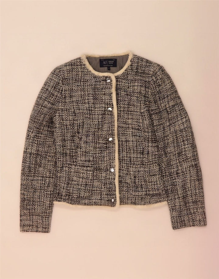 Giacca blazer da donna a 5 bottoni Armani Jeans US 10 grande acrilico blu screziato