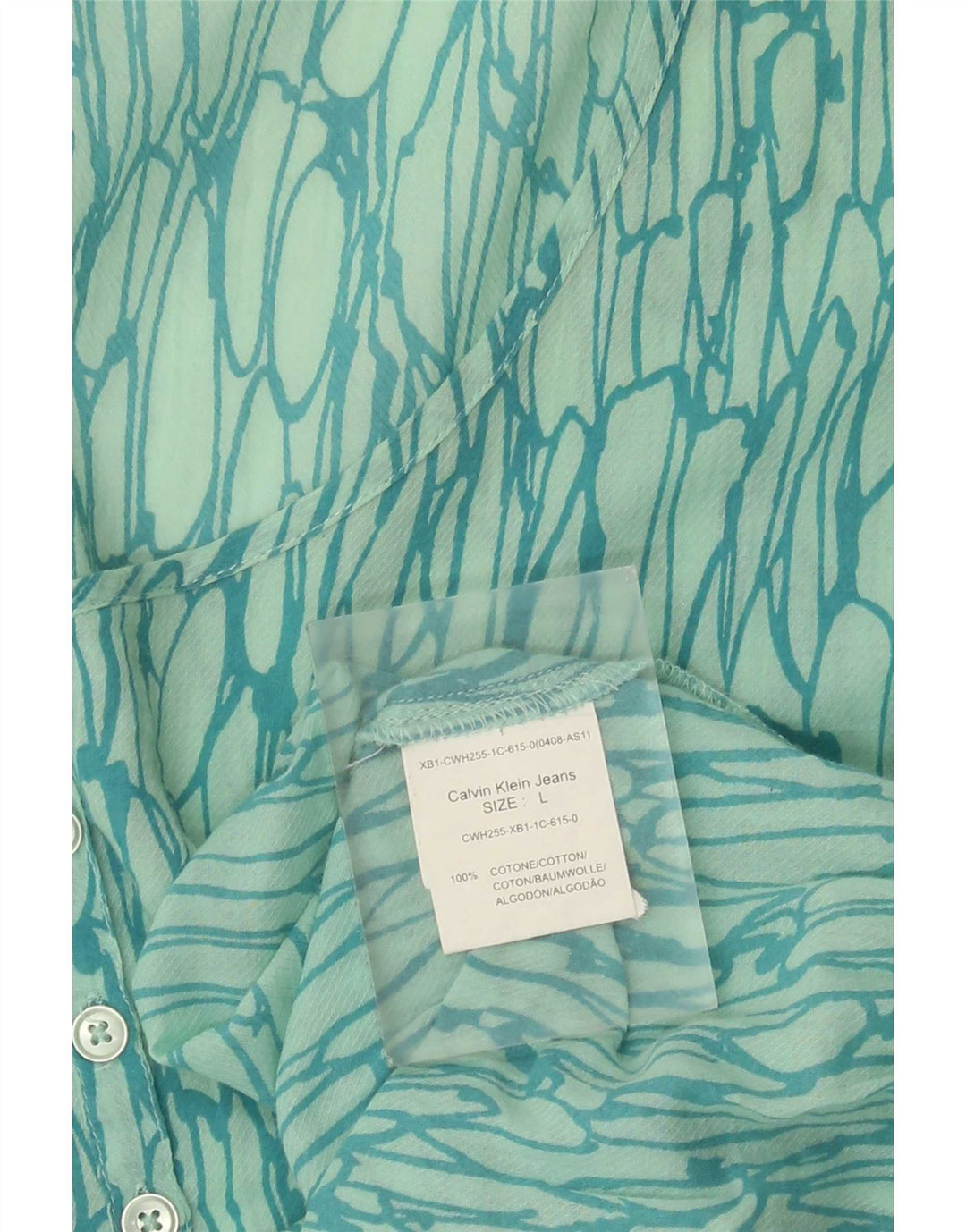Calvin Klein Jeans Camicetta con motivo astratto da donna Top UK 16 Large Verde
