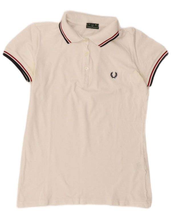 Polo da donna Fred Perry UK 14 cotone bianco medio