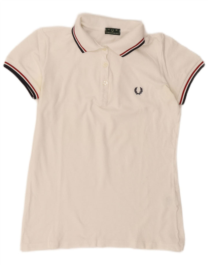 Polo da donna Fred Perry UK 14 cotone bianco medio