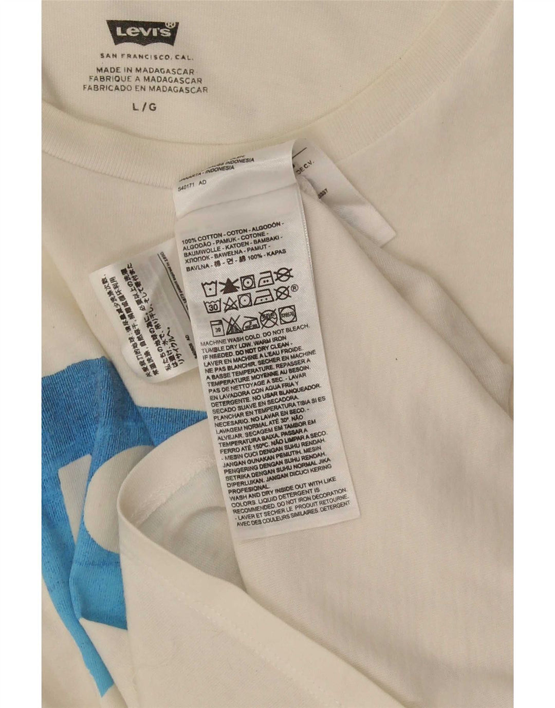 T-shirt grafica da uomo Levi's Top grande in cotone bianco