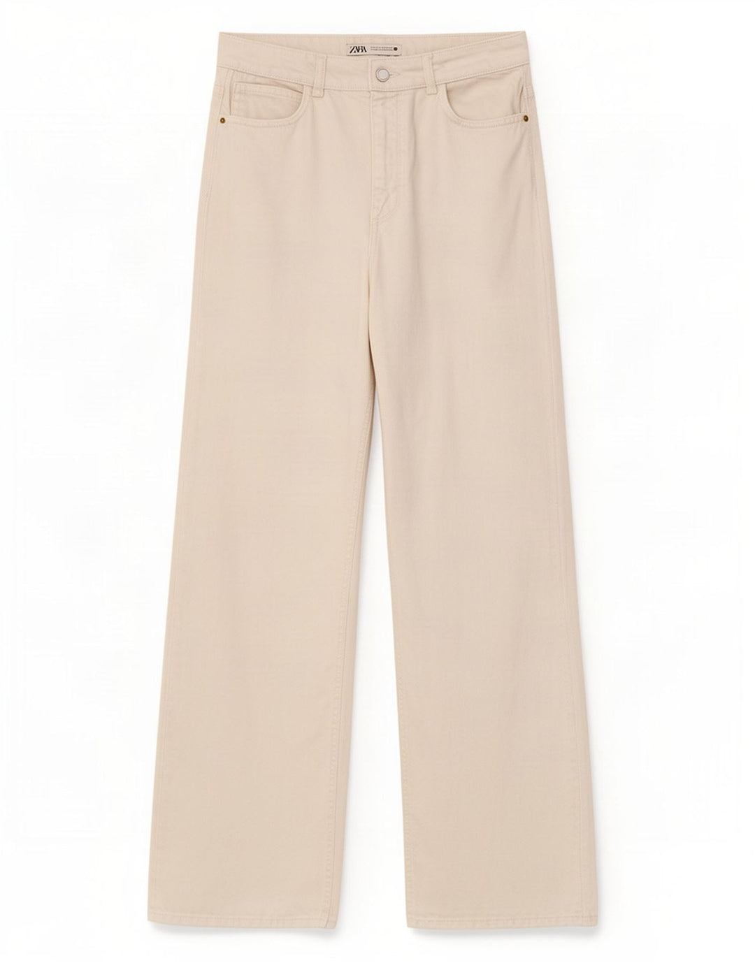 Jeans Zara da donna a vita alta a gamba larga EU 40 medio W30 L29 bianco