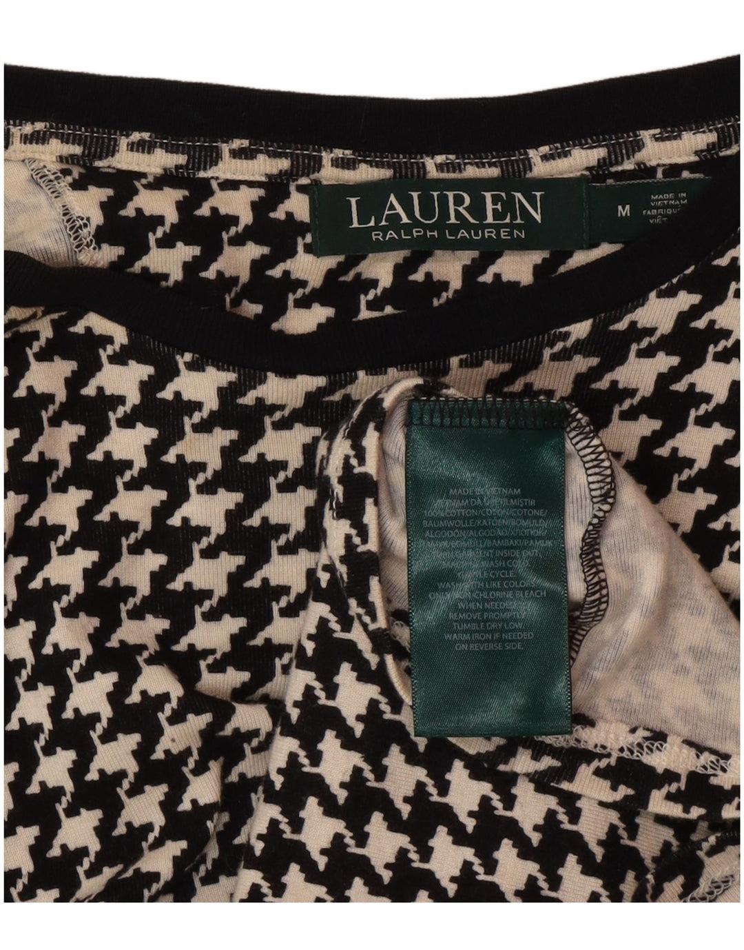 Camicetta da donna Ralph Lauren Top UK 12 cotone pied de poule nero medio