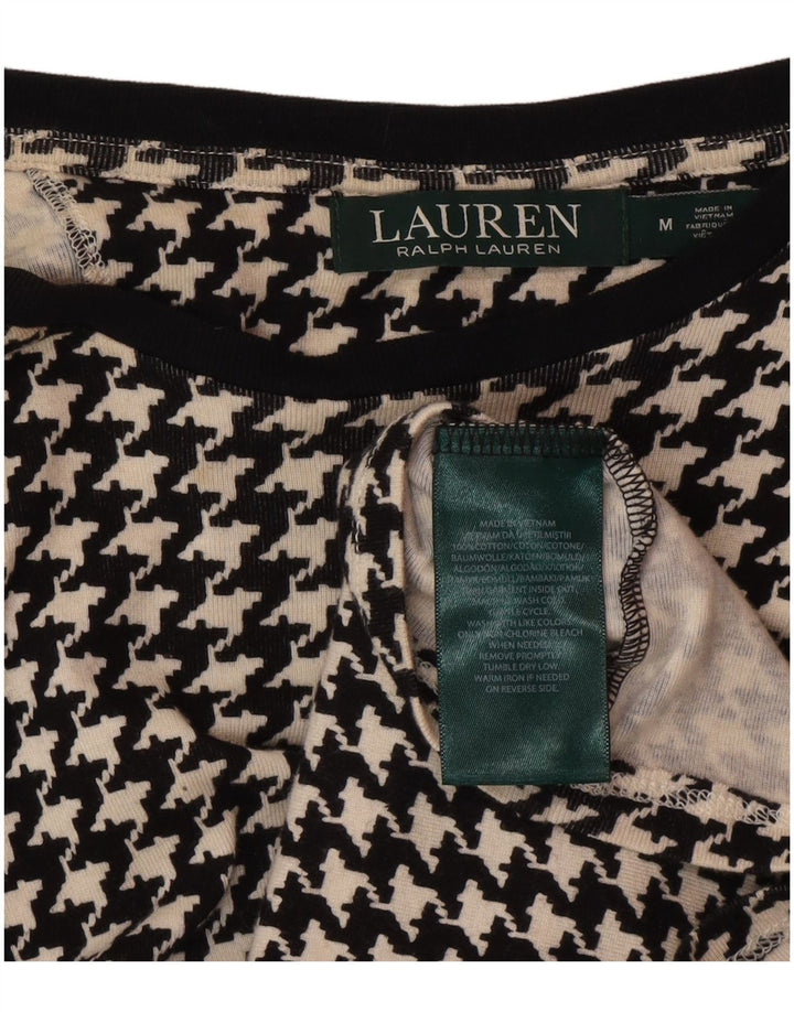 Camicetta da donna Ralph Lauren Top UK 12 cotone pied de poule nero medio