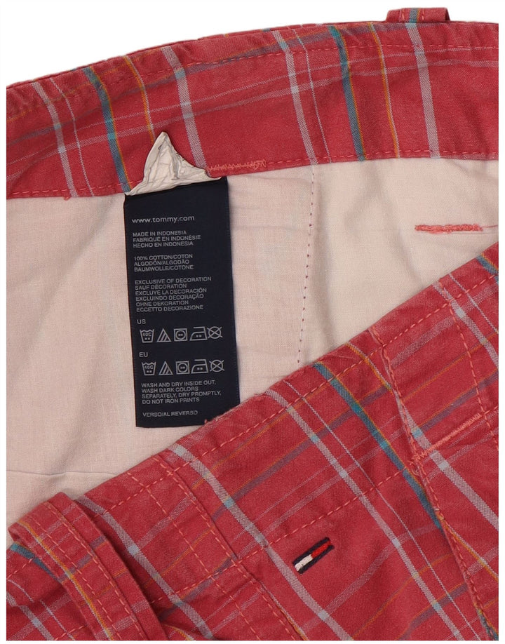 Pantaloncini cargo da uomo Tommy Hilfiger W34 cotone a quadri rossi grandi