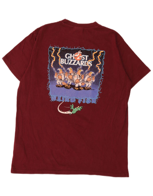 T-shirt grafica da uomo Weird Fish Top grande in cotone bordeaux