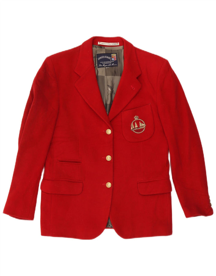 Giacca Blazer a 3 Bottoni da Donna Armata Di Mare IT 42 Lana Rossa Media
