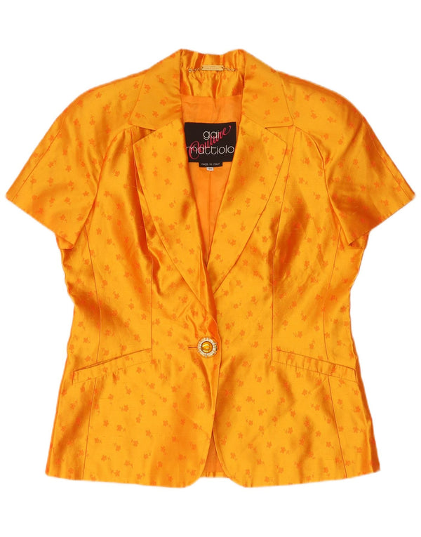 Gai Mattiolo Top Cardigan Donna Manica Corta IT 46 Large Arancione Floreale