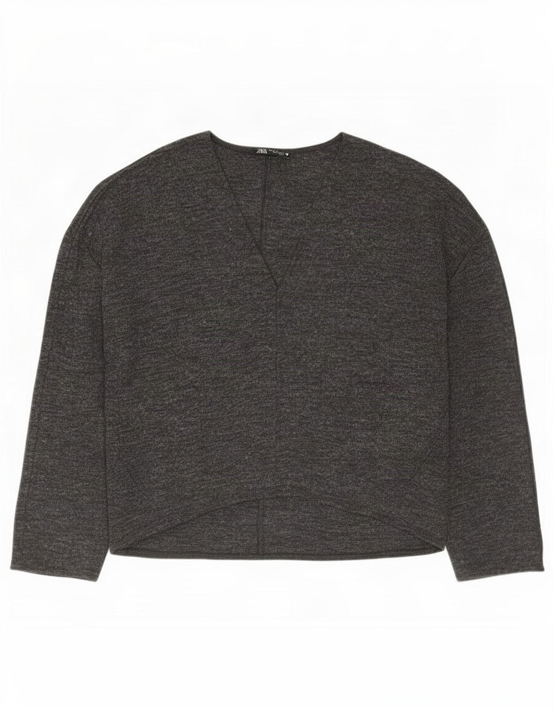Top Zara da donna oversize in camicetta UK 10 piccolo poliestere chiazzato grigio