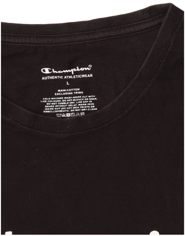 T-shirt grafica da uomo Champion Top grande in cotone nero