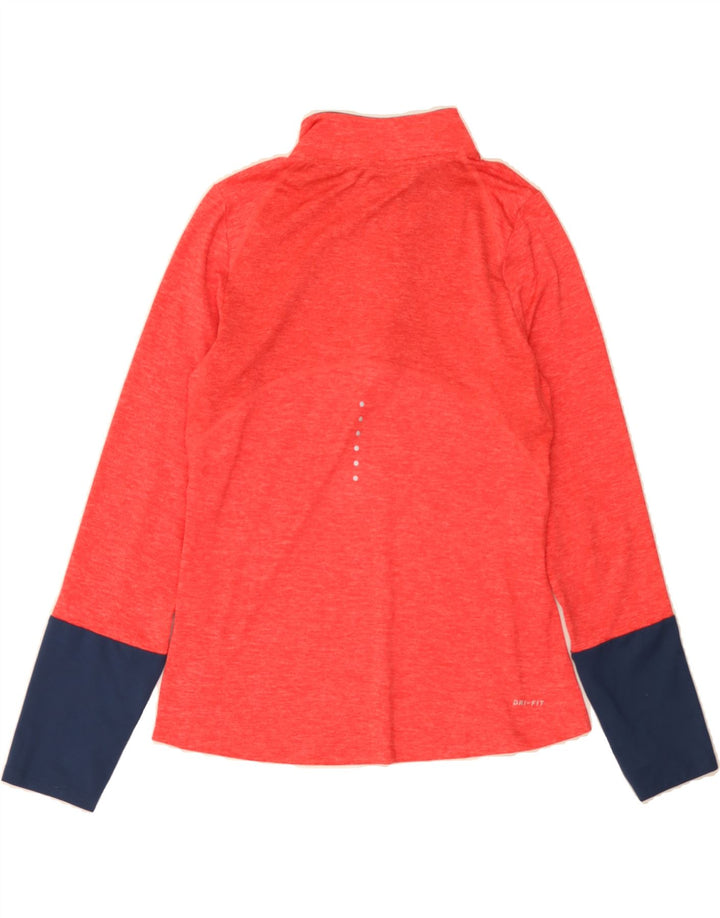 NIKE Girls Zip Neck Pullover Tracksuit Top 13-14 Years XL Red Colourblock Vintage Nike and Second-Hand Nike from Messina Hembry 