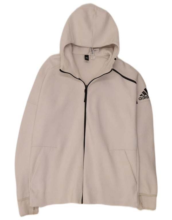 Felpa con cappuccio e zip Adidas da uomo XL in cotone bianco