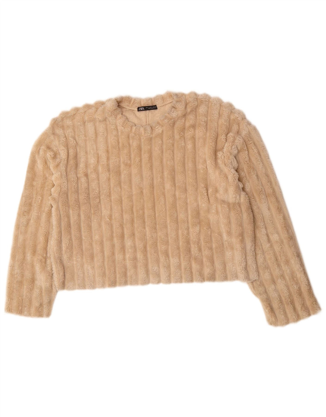 Maglione Oversize In Pile ZARA Da Donna UK 10 Small Beige