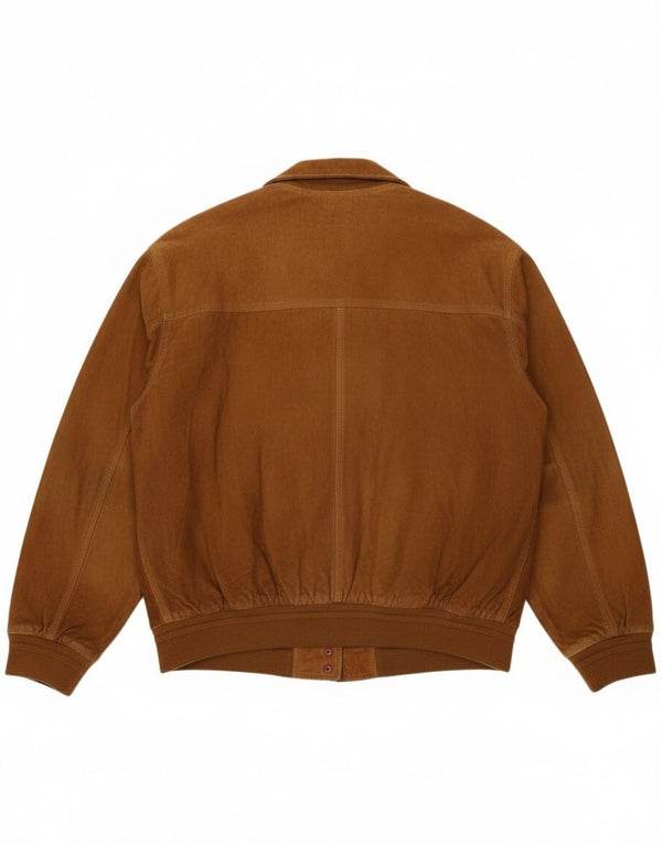 Giubbotto bomber in pelle scamosciata vintage da uomo UK 42 XL in pelle marrone