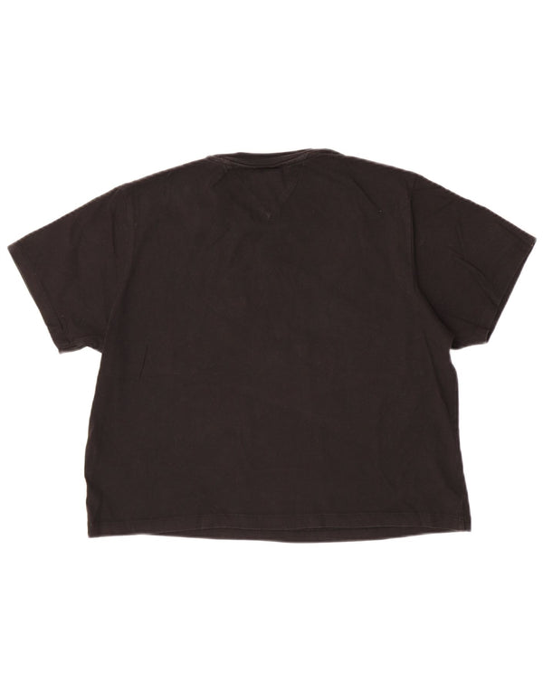 T-shirt corta da donna Tommy Hilfiger Top UK 16 grande cotone nero