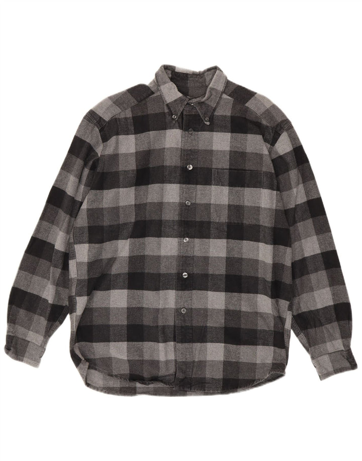 Camicia da uomo in flanella di Eddie Bauer in cotone a quadretti grigio medio