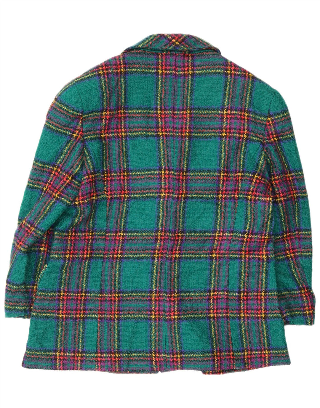 Giacca blazer vintage da donna a 3 bottoni UK 14 verde medio a quadri