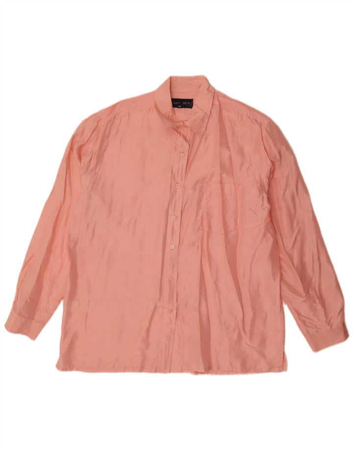 Camicia oversize da donna vintage UK 14 seta rosa media