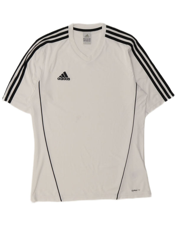 T-shirt Adidas Climalite da uomo Top in poliestere bianco medio