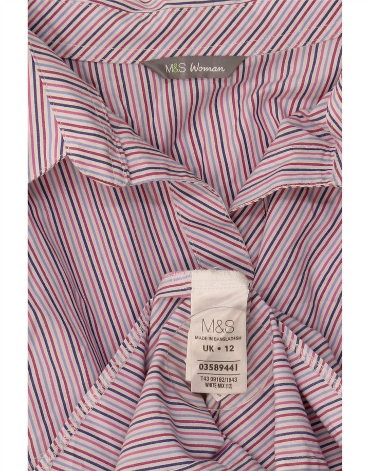 Camicia a maniche a 3/4 da donna Marks & Spencer UK 12 a righe multicolori medie
