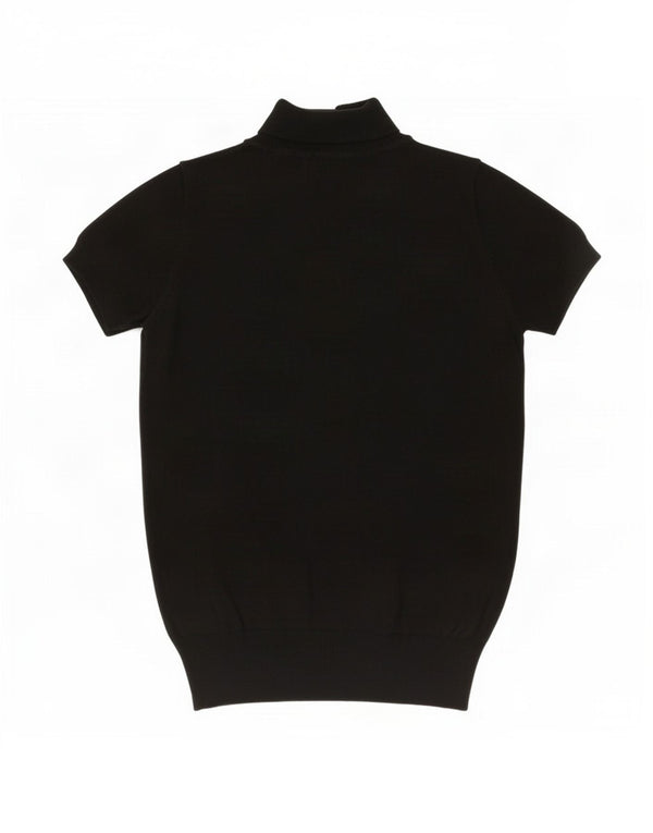 Maglione Zara da donna a maniche corte con collo alto UK 12 cotone nero medio