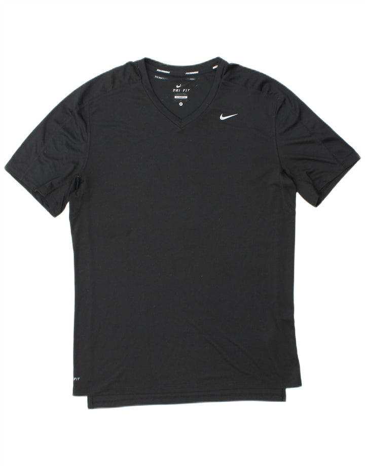 NIKE Mens Dri Fit T-Shirt Top Medium Black Polyester