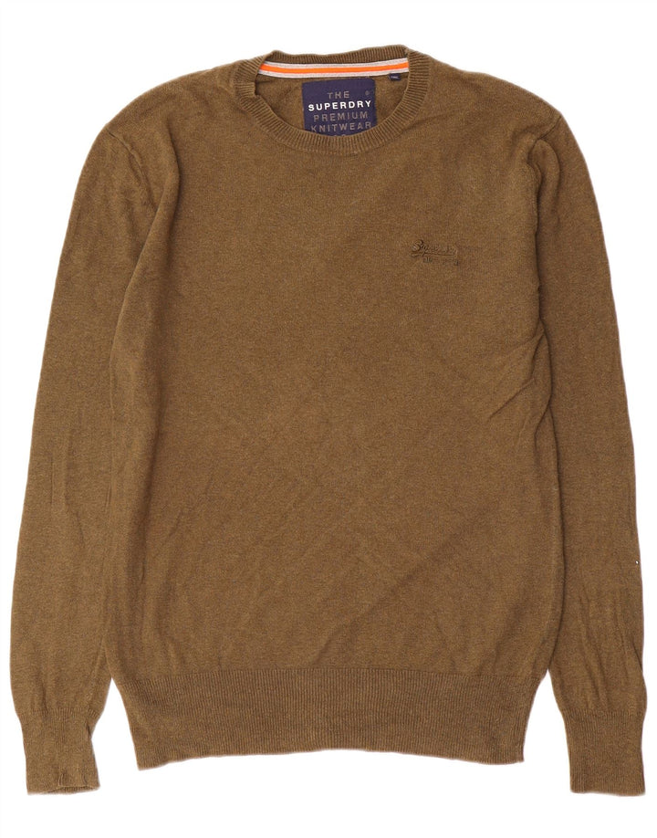 Maglione maglione girocollo da uomo Superdry piccolo cotone kaki