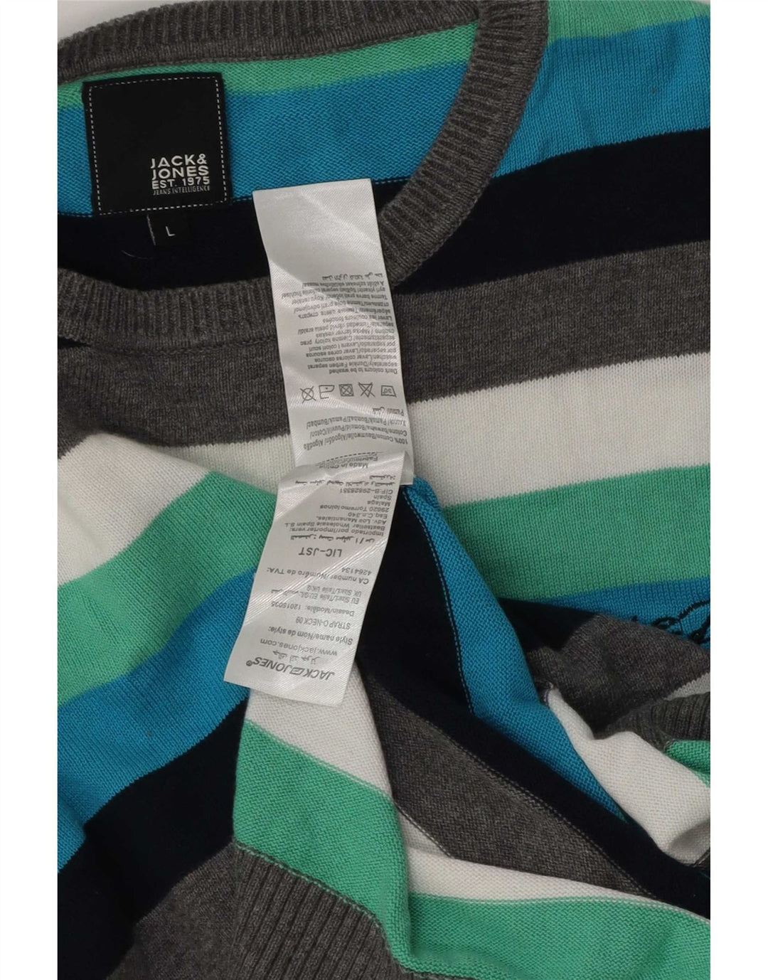 Jack & Jones Maglione girocollo da uomo a righe grandi multicolori