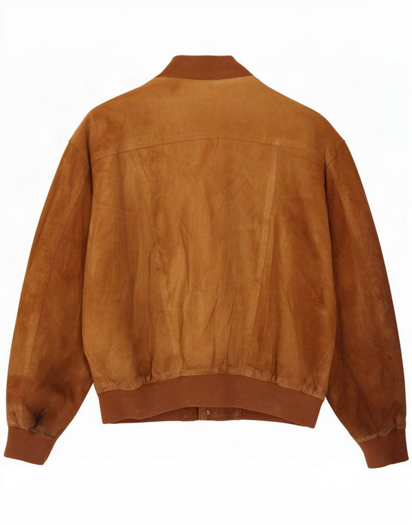 Giubbotto bomber vintage da uomo IT 48 in pelle beige medio