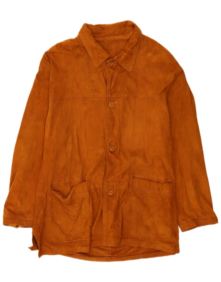 Giacca vintage in pelle scamosciata da uomo EU 56 3XL in pelle marrone