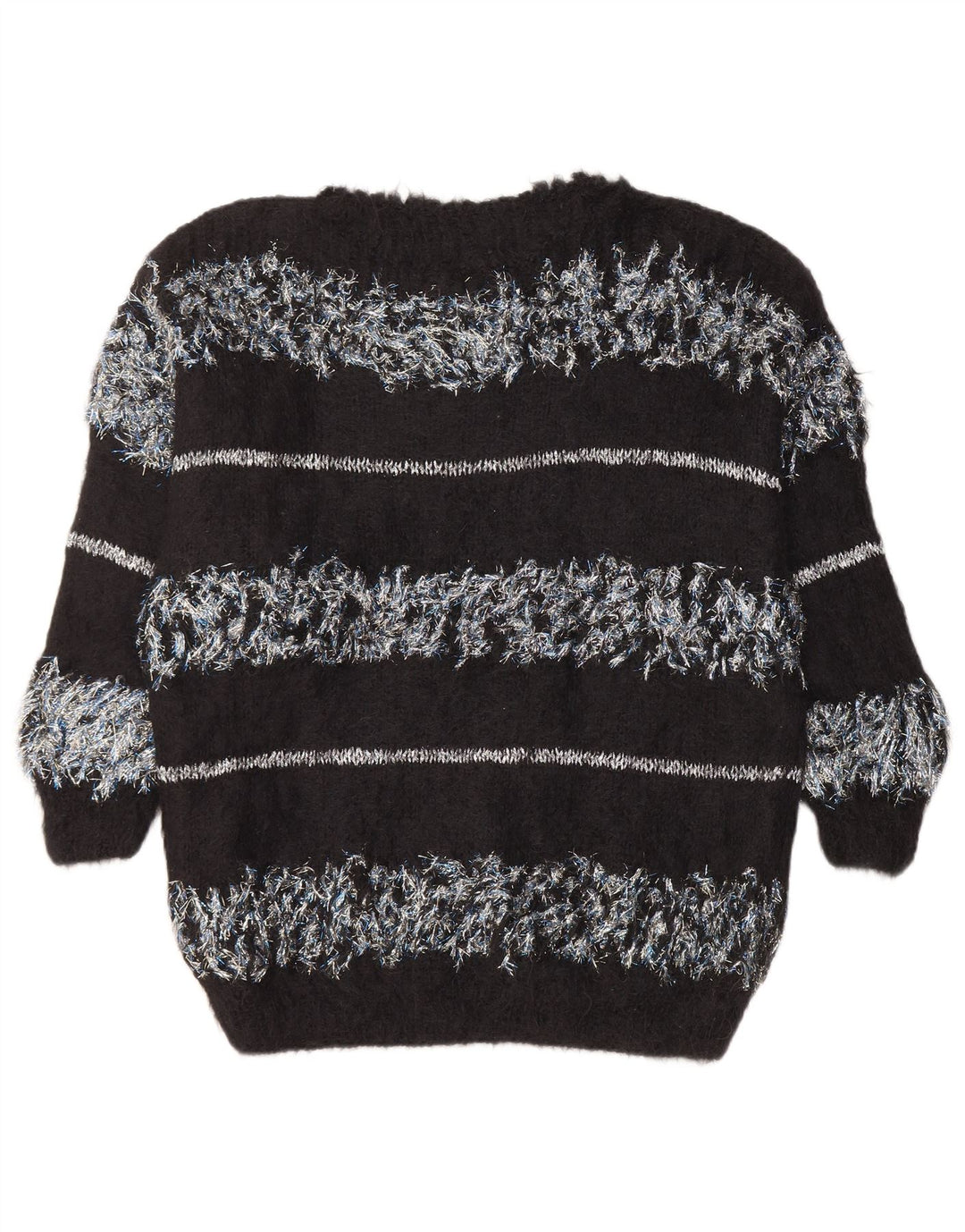 Maglione maglione con scollo a barca da donna VINTAGE UK 18 XL a righe nere