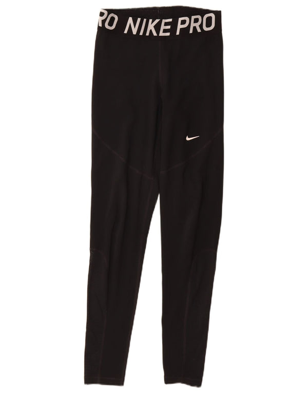 Leggings grafici NIKE Dri Fit da donna UK 12 medio nero poliestere