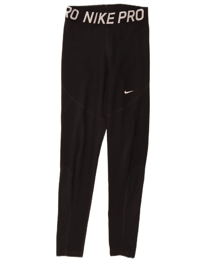 Leggings grafici NIKE Dri Fit da donna UK 12 medio nero poliestere