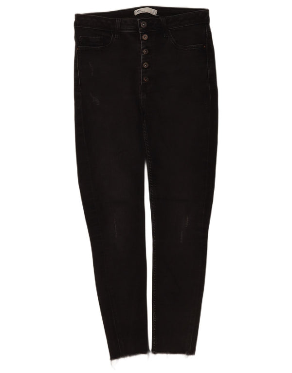 Jeans skinny a vita alta da donna ZARA EU 38 Small W28 L26 neri