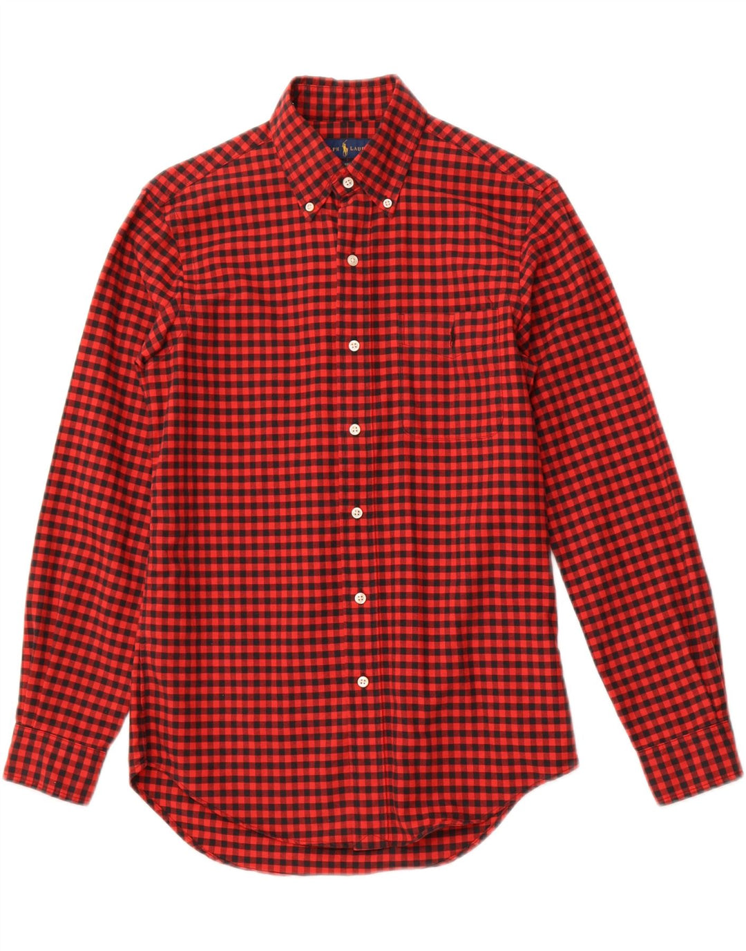 RALPH LAUREN Camicia da uomo in flanella dal taglio classico XS in cotone a quadretti rosso