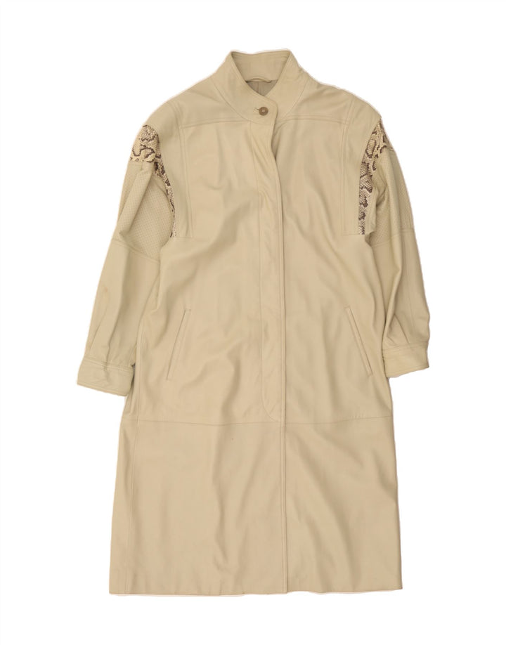 Cappotto in pelle da donna VINTAGE UK 18 XL Beige