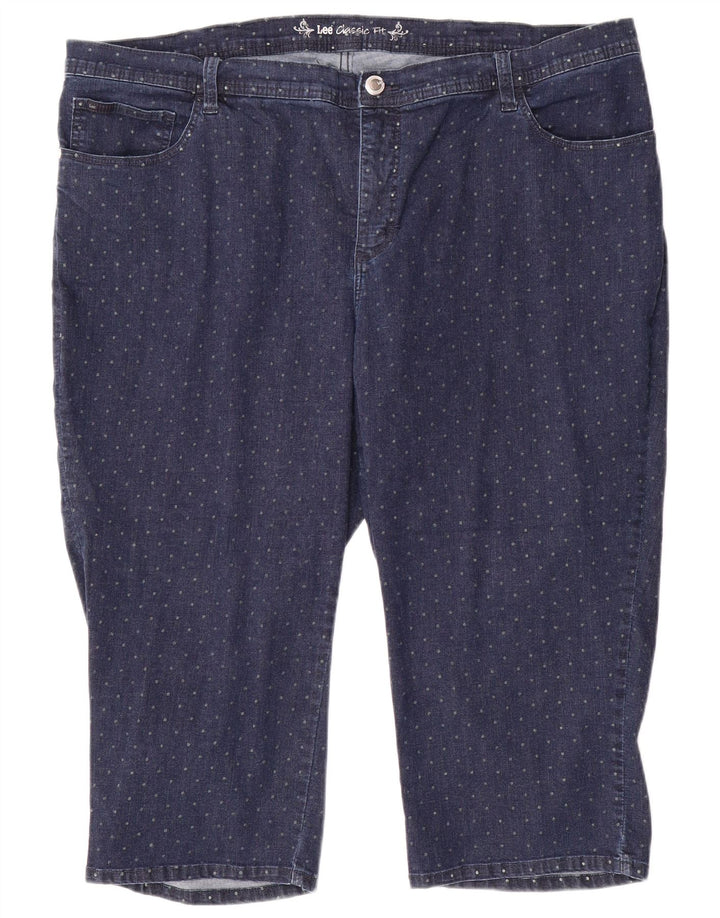Jeans Capri vestibilità classica da donna LEE US 24 4XL W48 L20 cotone maculato blu
