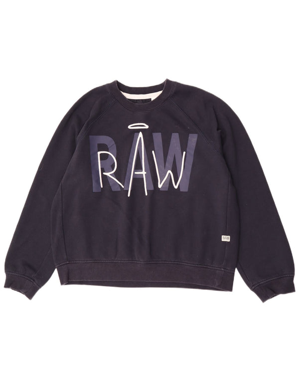 Felpa grafica da donna con vestibilità dritta G-Star UK 20 2XL Blu navy